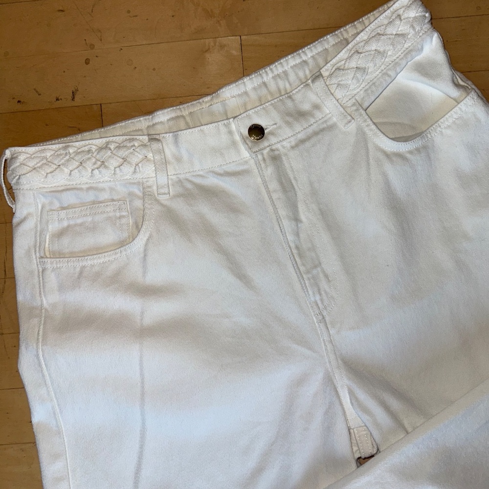 H&M light cream hi rise wide leg jeans, 14, PG1436 - Picture 7 of 9